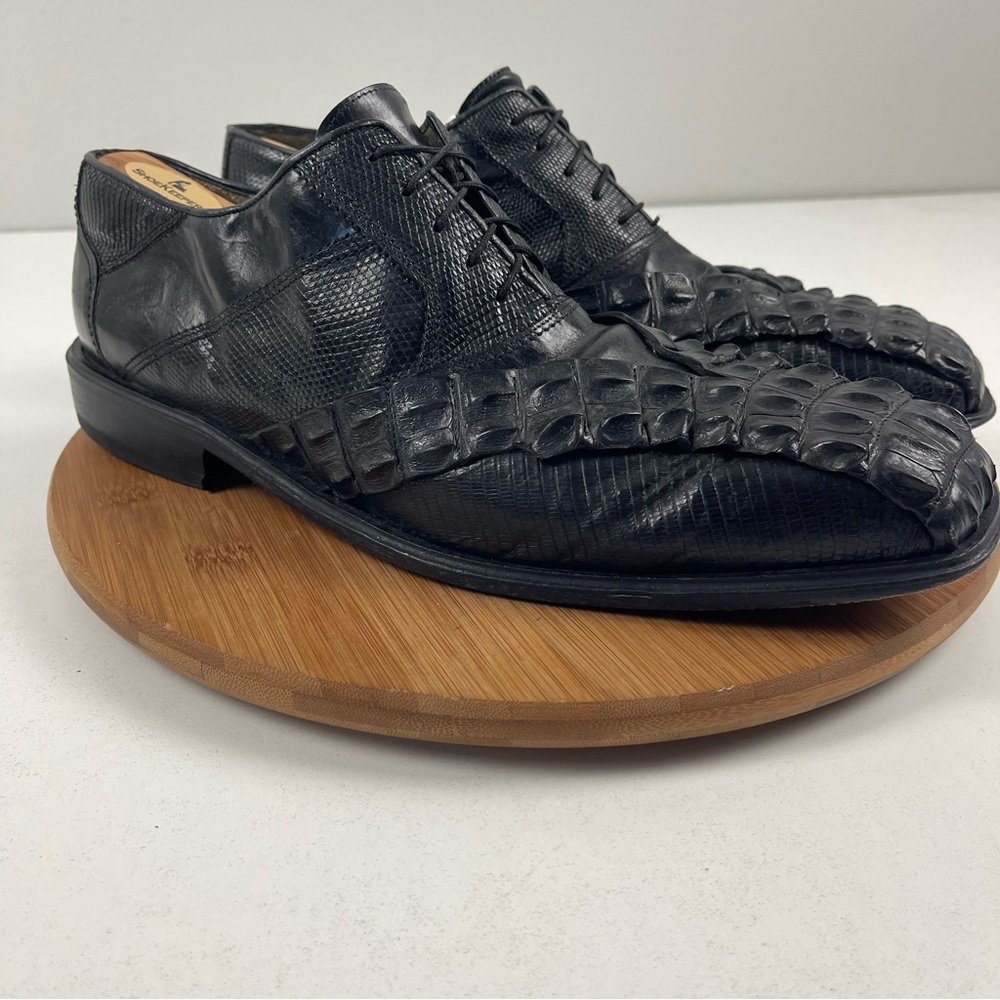 Black Men's Exotic Leather Lace-Up Dress Oxfords